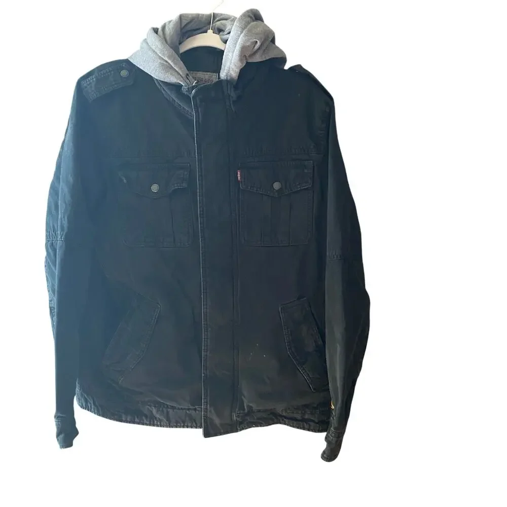 Levi's Utility Jacket Black Gray Hoodie Mens Size Medium